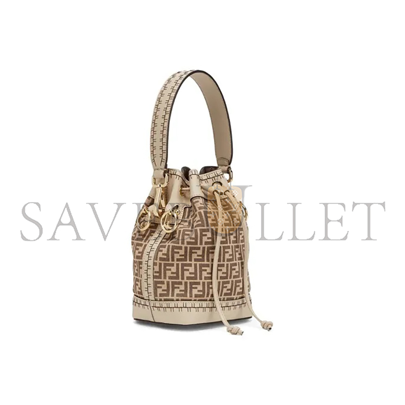 FENDI MON TRESOR BUCKET BAG ZUCCA SUEDE MINI BROWN 8BS010AHJGF1FI0 (18*12*10cm)